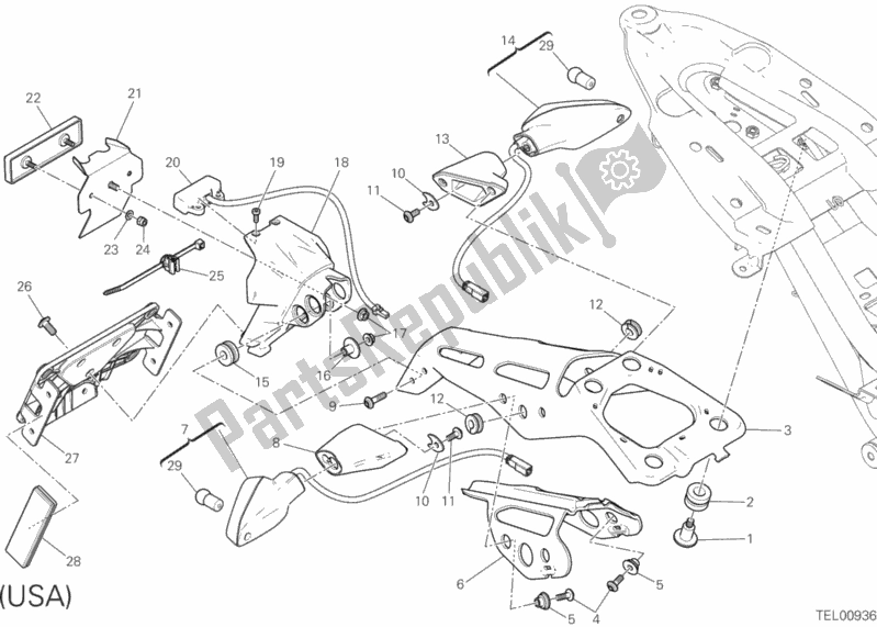 Todas as partes de Porta-pratos do Ducati Monster 1200 R USA 2017